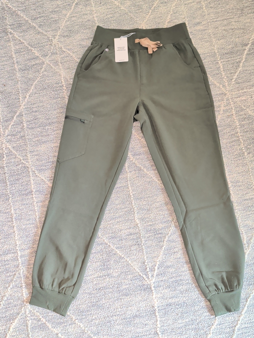 Women's Olive Green Jogger Pants - Casual Drawstring Tapered Fit